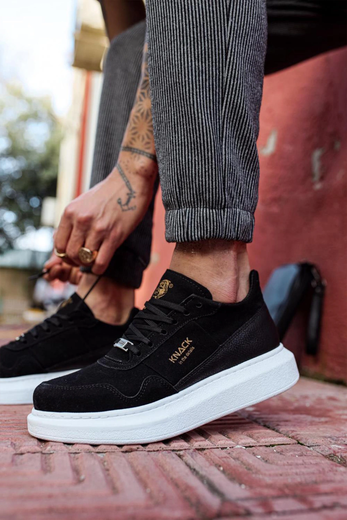 Erkek Sneaker - Siyah Beyaz Süet - 040
