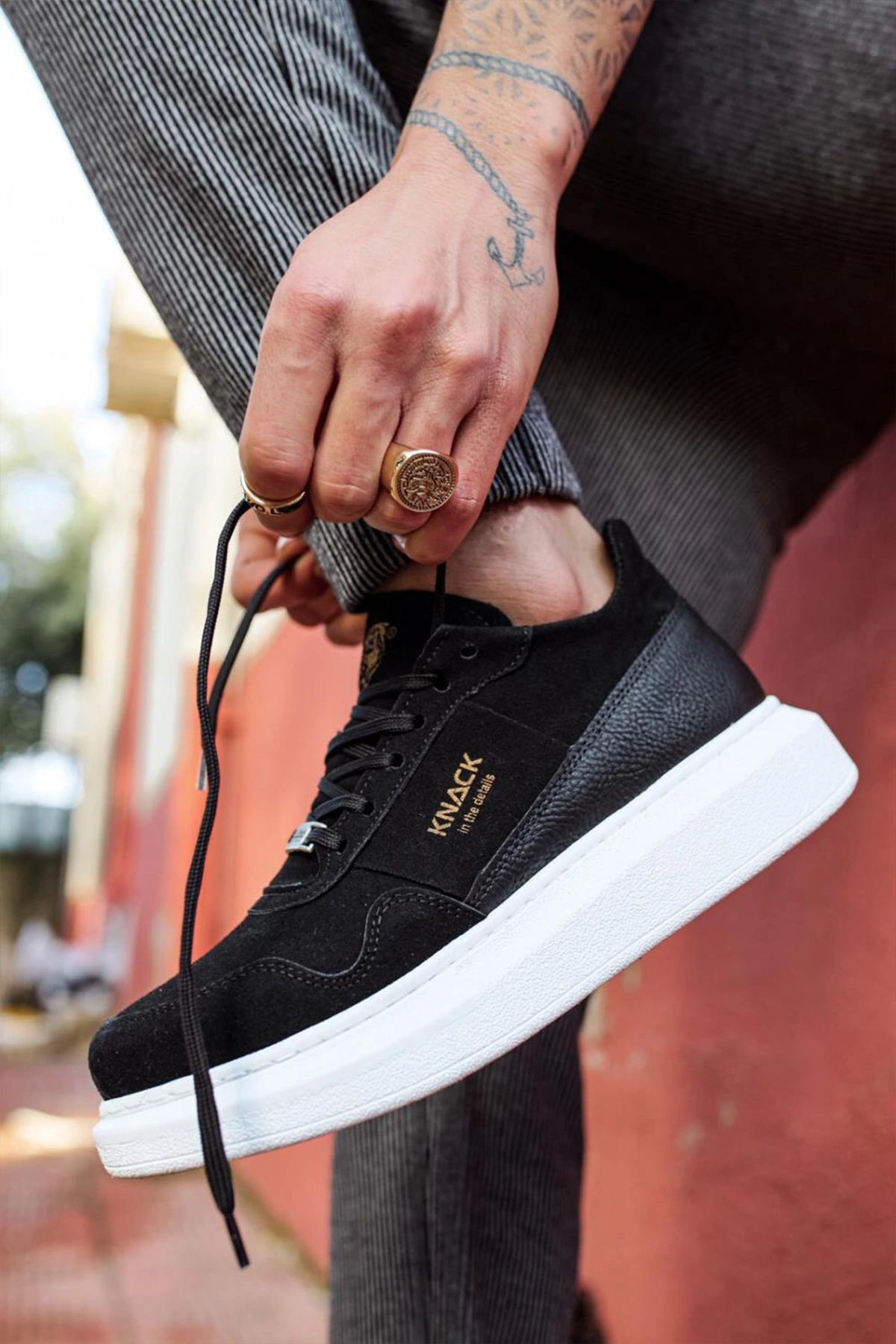 Erkek Sneaker - Siyah Beyaz Süet - 040