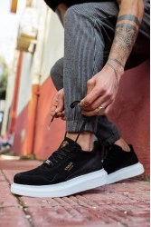 Erkek Sneaker - Siyah Beyaz Süet - 040